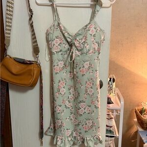 Floral Green and Pink Dress